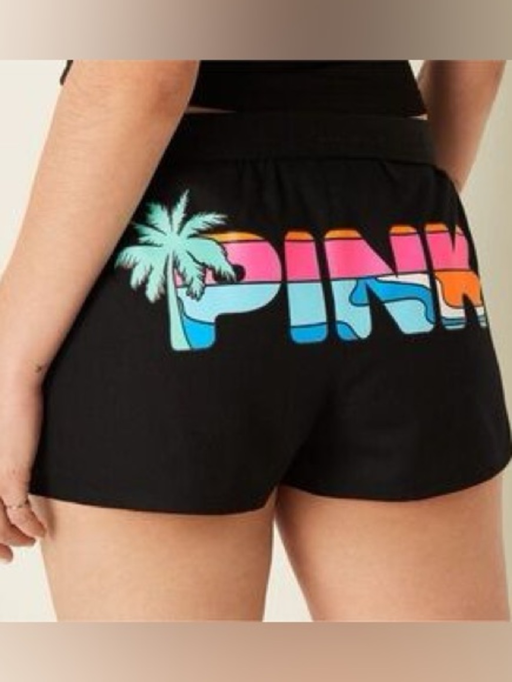 NWT VS PINK Campus Shorts in a Black Tropical Medium